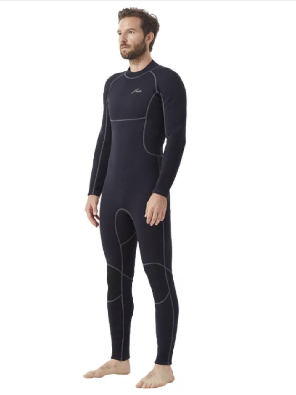 Hevto Men Wetsuit 3/2mm Neoprene Back Zipper for Surfing Diving XLT